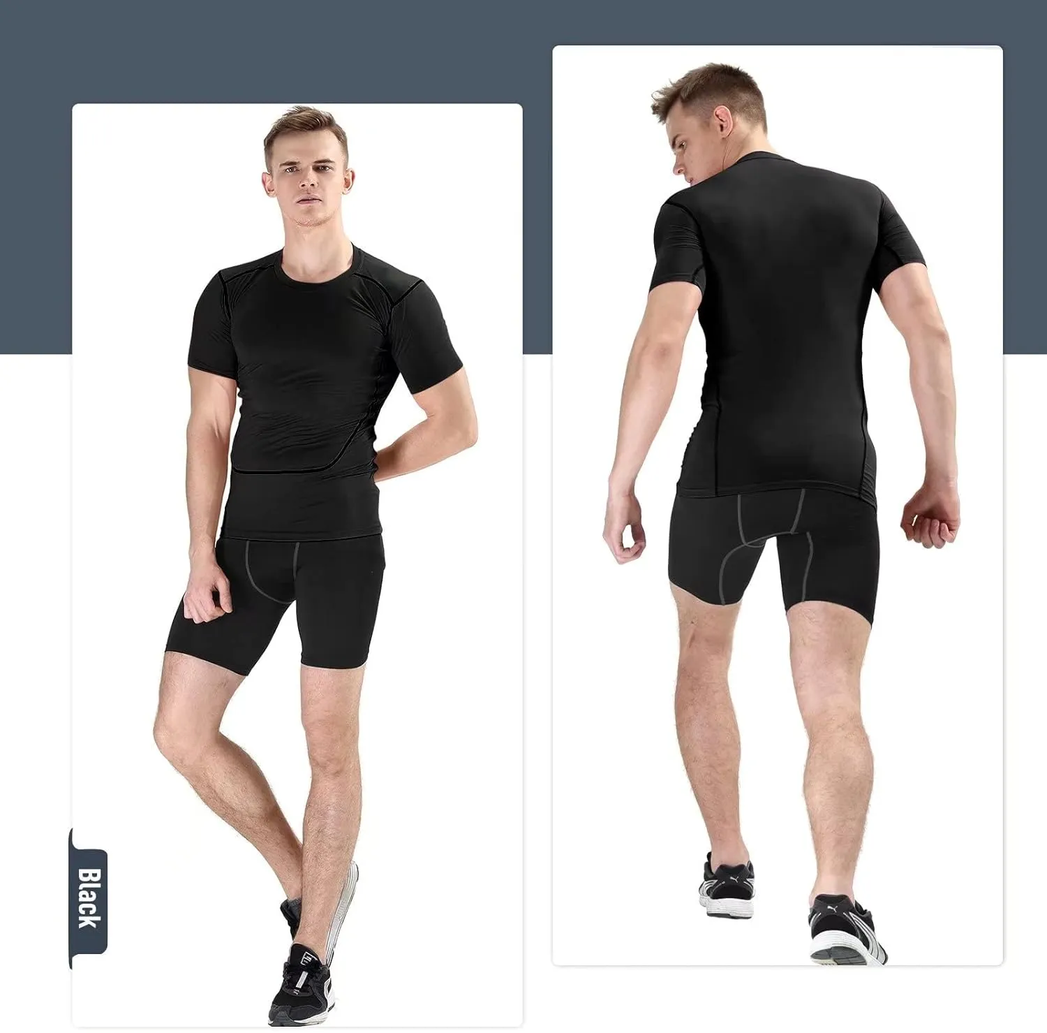 2 Pack Compression Shorts Men Spandex Running Sport Under Shorts Cool Dry Athletic Underwear Muscle Support