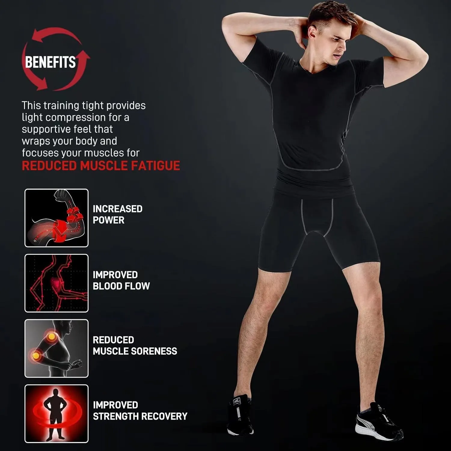2 Pack Compression Shorts Men Spandex Running Sport Under Shorts Cool Dry Athletic Underwear Muscle Support