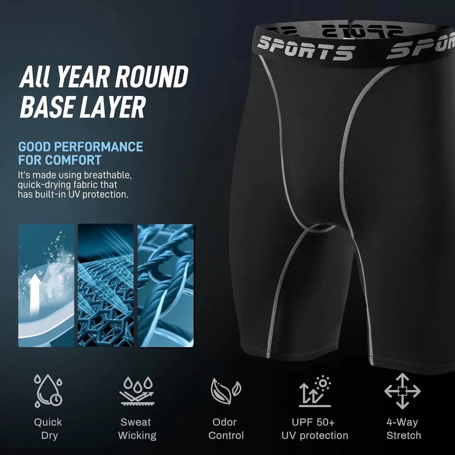 2 Pack Compression Shorts Men Spandex Running Sport Under Shorts Cool Dry Athletic Underwear Muscle Support