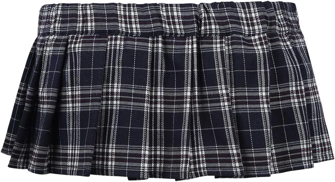 ACSUSS Women's Japanese Schoolgirl Lingerie Scottish Style Mini Plaid Pleated Skirt