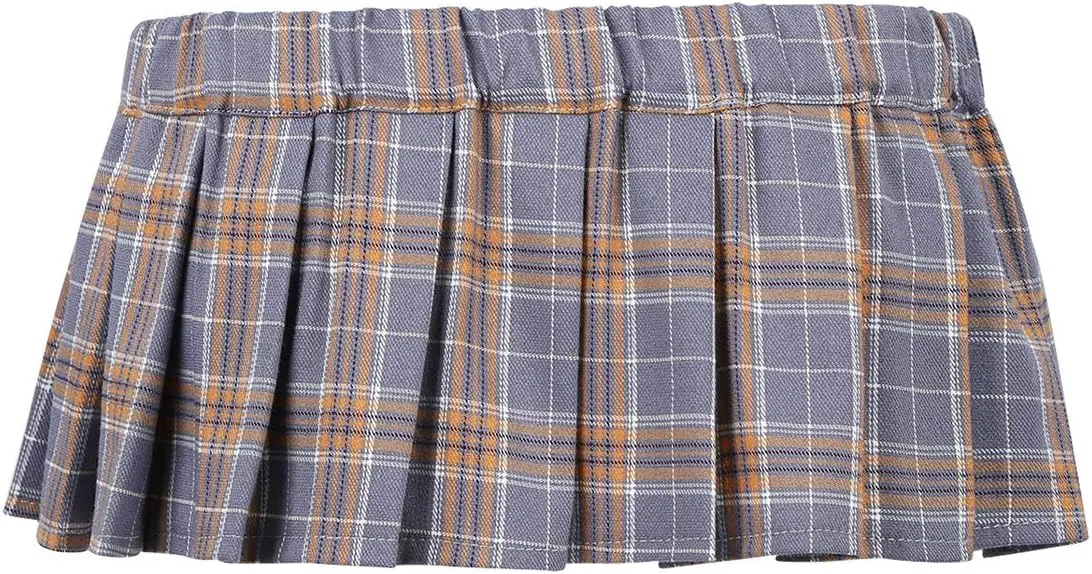 ACSUSS Women's Japanese Schoolgirl Lingerie Scottish Style Mini Plaid Pleated Skirt