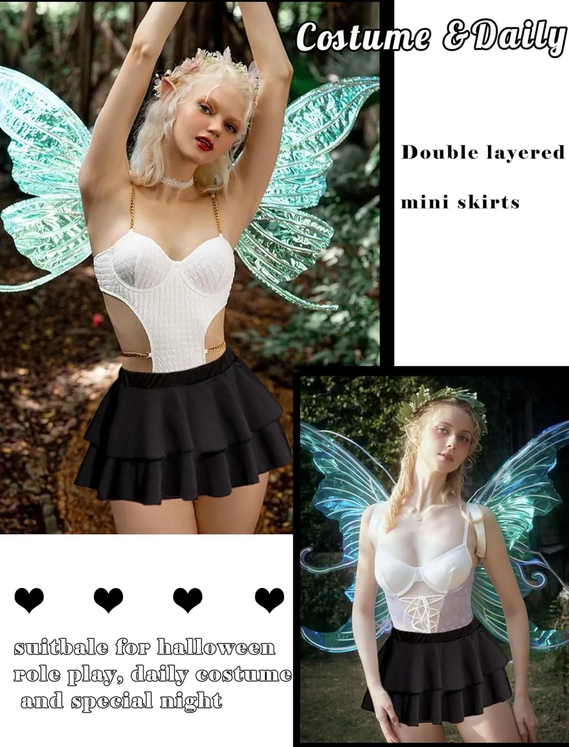 Avidlove Women Pleated Mini Skirt Solid Ruffle Lingerie Skirts