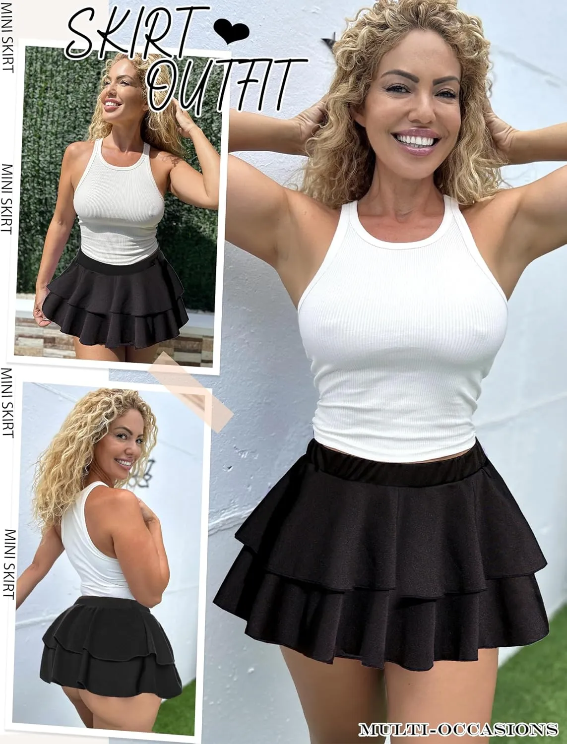 Avidlove Women Pleated Mini Skirt Solid Ruffle Lingerie Skirts