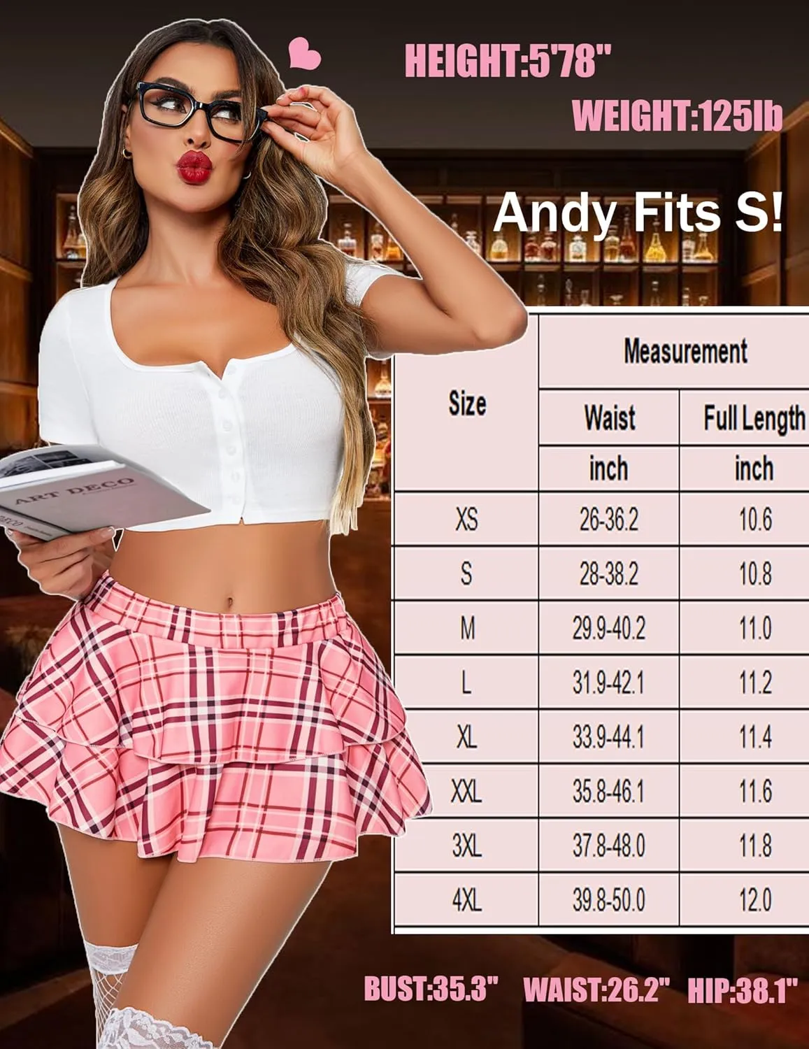 Avidlove Women Pleated Mini Skirt Solid Ruffle Lingerie Skirts