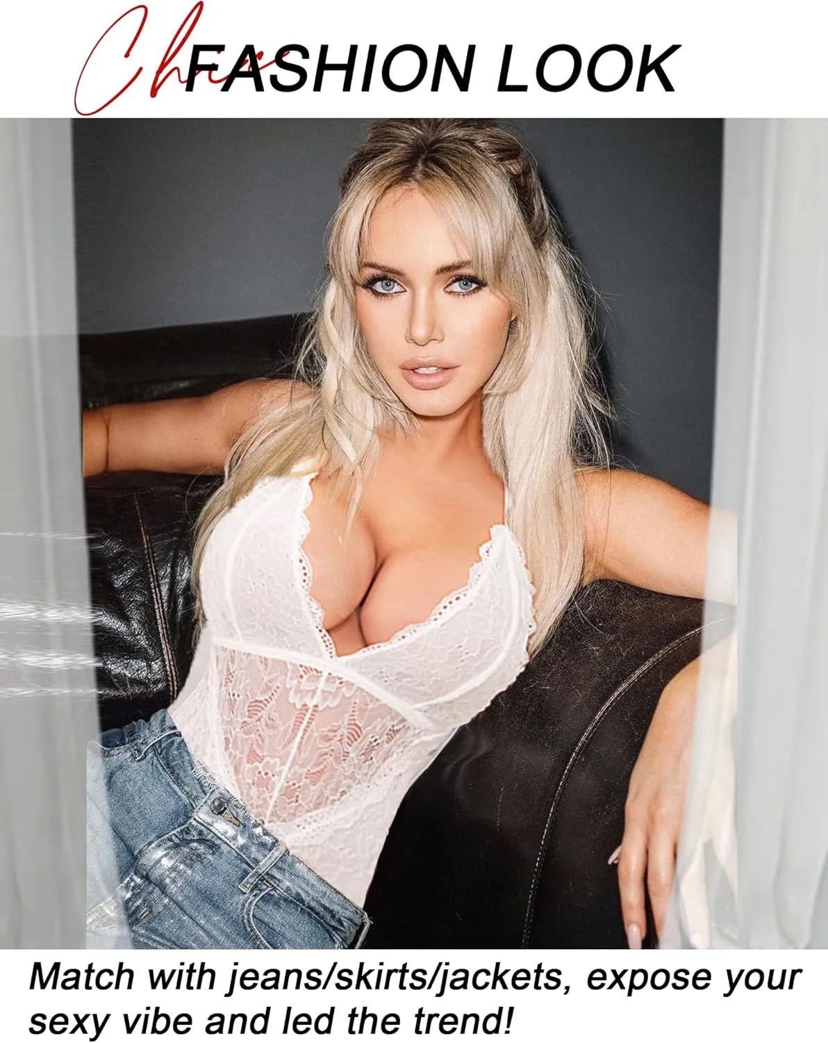 Avidlove Women Snap Crotch Lingerie Sexy Lace Bodysuit Deep V Teddy One Piece Lace Babydoll