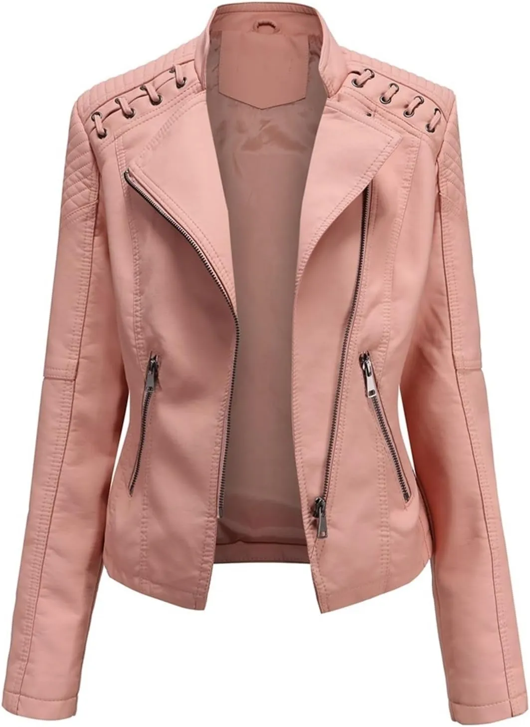 AYGJKIE Women's Short Transition Jacket Moto Biker Jacket Autumn Spring Lightweight Jackets Summer Jacket Lapel