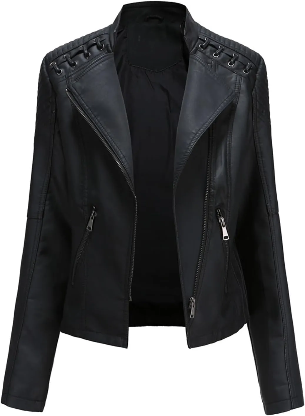 AYGJKIE Women's Short Transition Jacket Moto Biker Jacket Autumn Spring Lightweight Jackets Summer Jacket Lapel