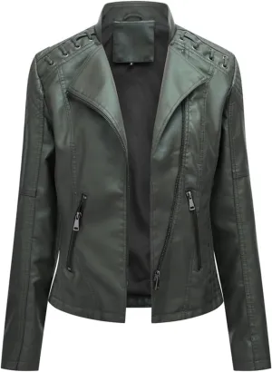AYGJKIE Women's Short Transition Jacket Moto Biker Jacket Autumn Spring Lightweight Jackets Summer Jacket Lapel