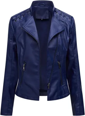 AYGJKIE Women's Short Transition Jacket Moto Biker Jacket Autumn Spring Lightweight Jackets Summer Jacket Lapel