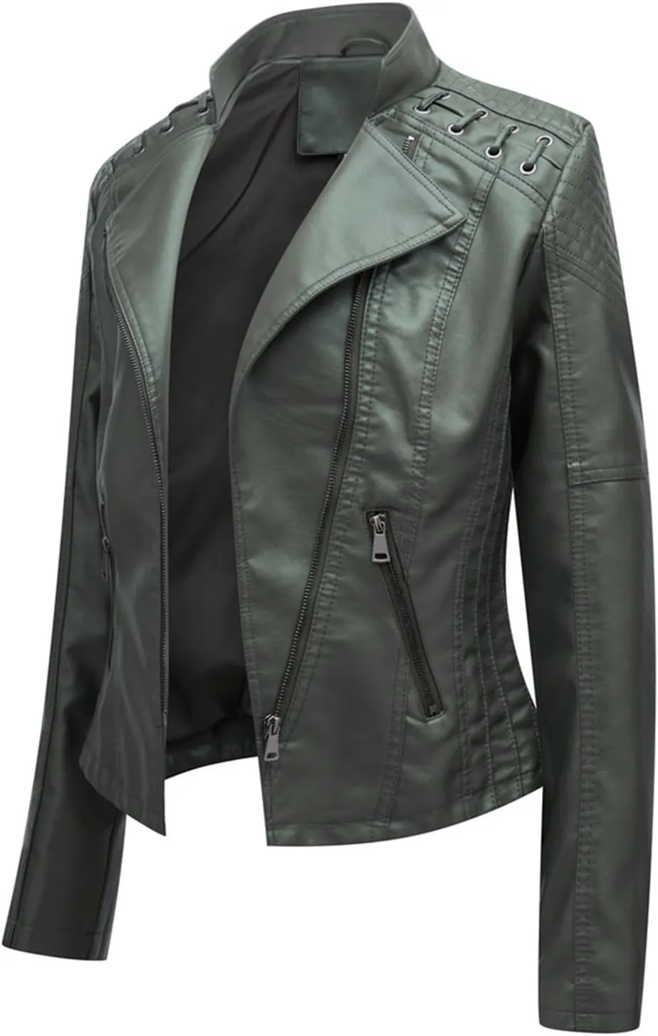 AYGJKIE Women's Short Transition Jacket Moto Biker Jacket Autumn Spring Lightweight Jackets Summer Jacket Lapel