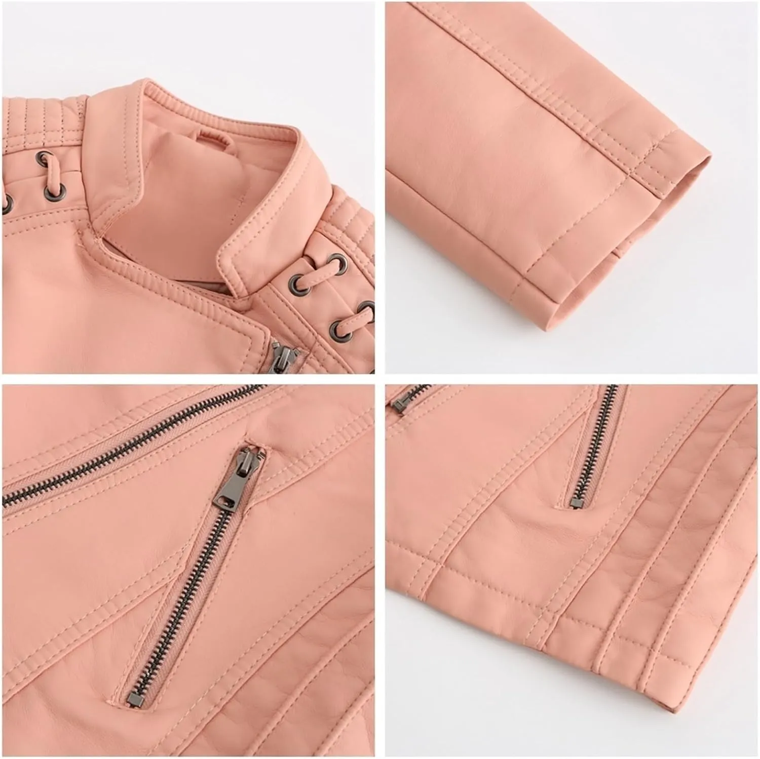 AYGJKIE Women's Short Transition Jacket Moto Biker Jacket Autumn Spring Lightweight Jackets Summer Jacket Lapel