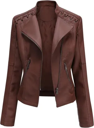 AYGJKIE Women's Short Transition Jacket Moto Biker Jacket Autumn Spring Lightweight Jackets Summer Jacket Lapel