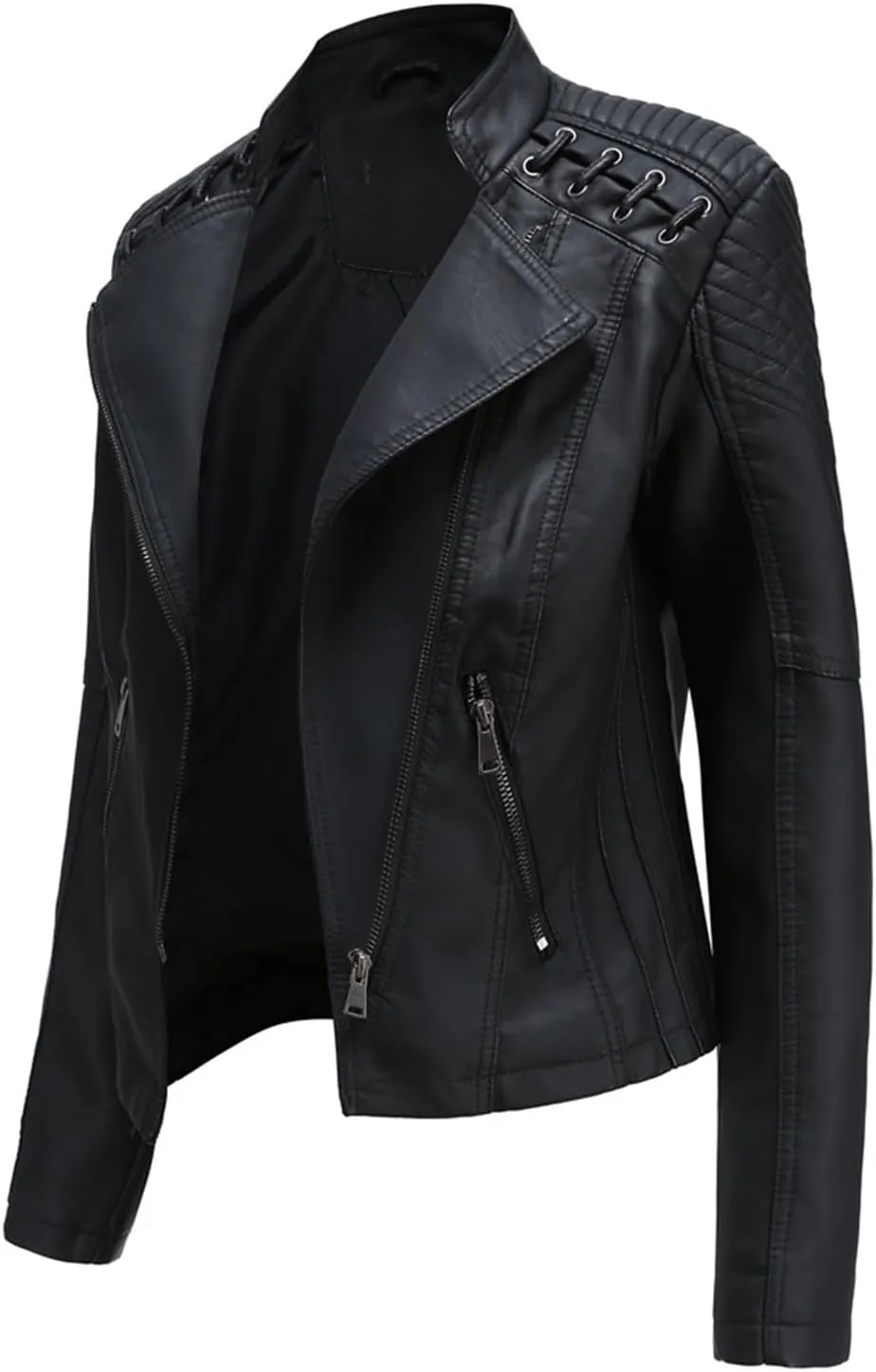 AYGJKIE Women's Short Transition Jacket Moto Biker Jacket Autumn Spring Lightweight Jackets Summer Jacket Lapel
