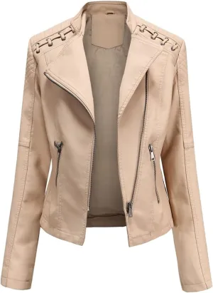 AYGJKIE Women's Short Transition Jacket Moto Biker Jacket Autumn Spring Lightweight Jackets Summer Jacket Lapel