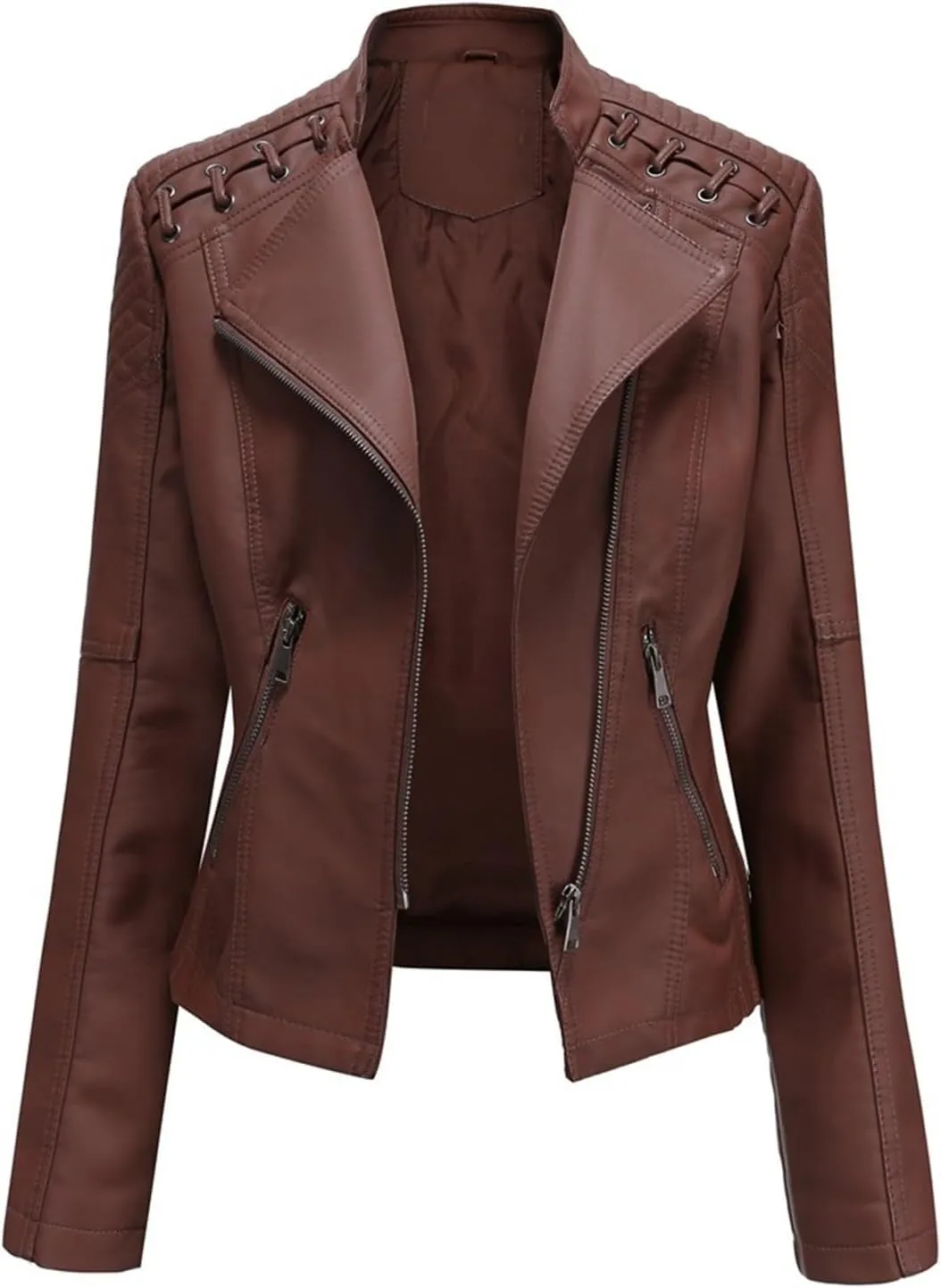 AYGJKIE Women's Short Transition Jacket Moto Biker Jacket Autumn Spring Lightweight Jackets Summer Jacket Lapel