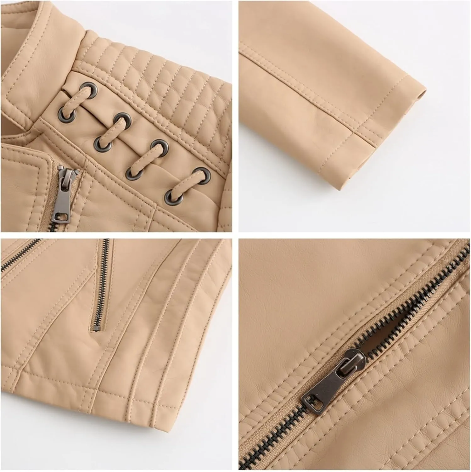 AYGJKIE Women's Short Transition Jacket Moto Biker Jacket Autumn Spring Lightweight Jackets Summer Jacket Lapel