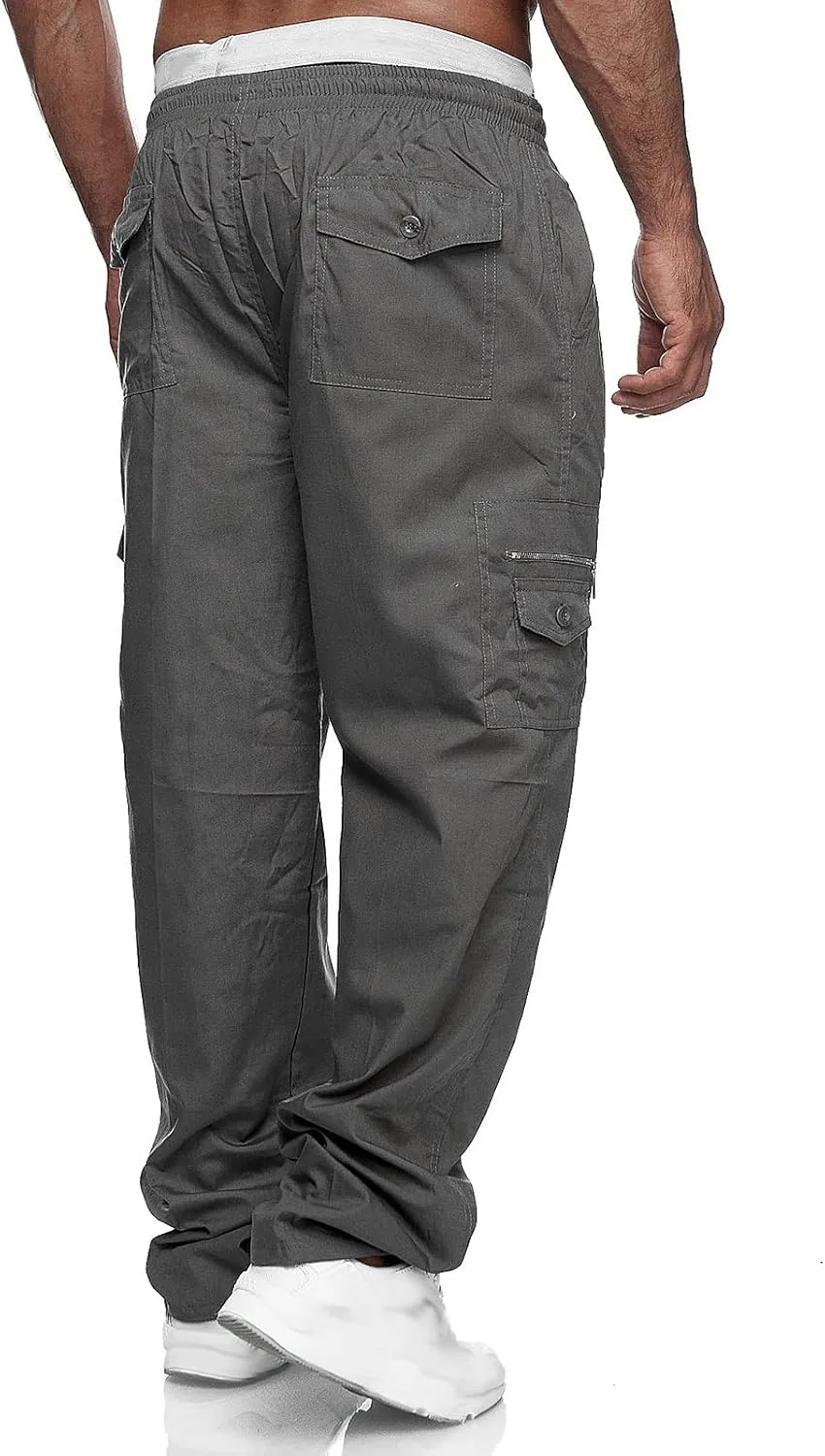 Baggy Cargo Pants Men - Tactical Pants for Men Relaxed Fit Cargo Work Pants with Pockets Outdoor Hiking Pants Trousers