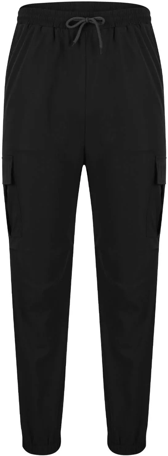 Bidobibo Cargo Pants for Men Slim Fit Elastic Waist Drawstring Pants Multi-Pocket Cargo Pants Ripstop Tactical Pants 2024
