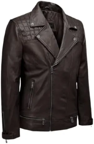 Biker Leather Jacket Mens - Cafe Racer Real Lambskin Leather Motorcycle Jacket - Moto Riding Slimfit Vintage Brando Winter Jackets (XSMALL, BROWN)