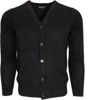 Blue Ocean Men's V-Neck Cardigan Sweater Longsleeve Button Down Black.