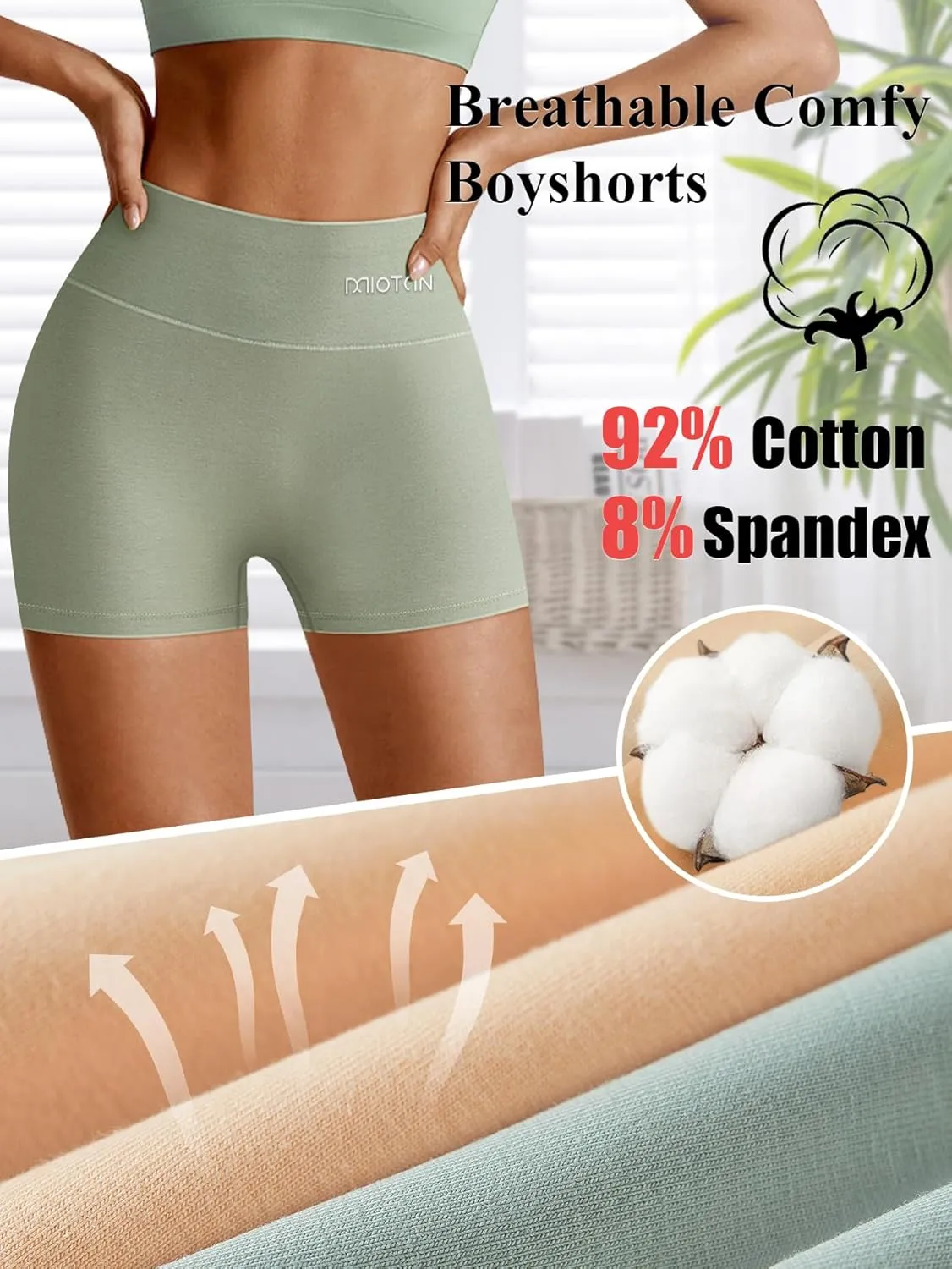 Boy Shorts Underwear for Women High Waisted Panties Cotton Boxer Briefs Full Coverage 4 Pack