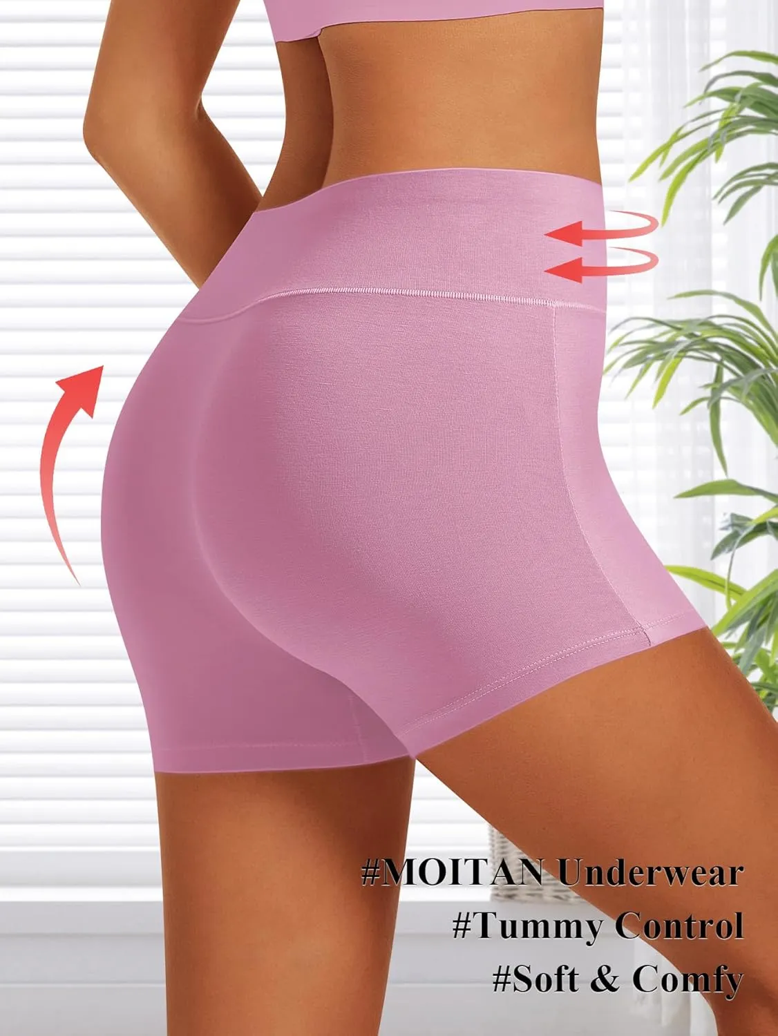 Boy Shorts Underwear for Women High Waisted Panties Cotton Boxer Briefs Full Coverage 4 Pack