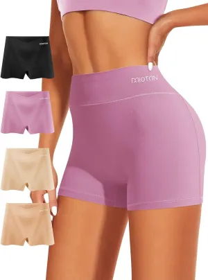 Boy Shorts Underwear for Women High Waisted Panties Cotton Boxer Briefs Full Coverage 4 Pack