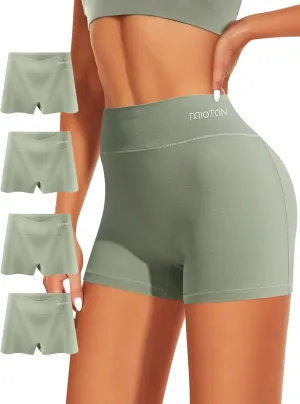 Boy Shorts Underwear for Women High Waisted Panties Cotton Boxer Briefs Full Coverage 4 Pack