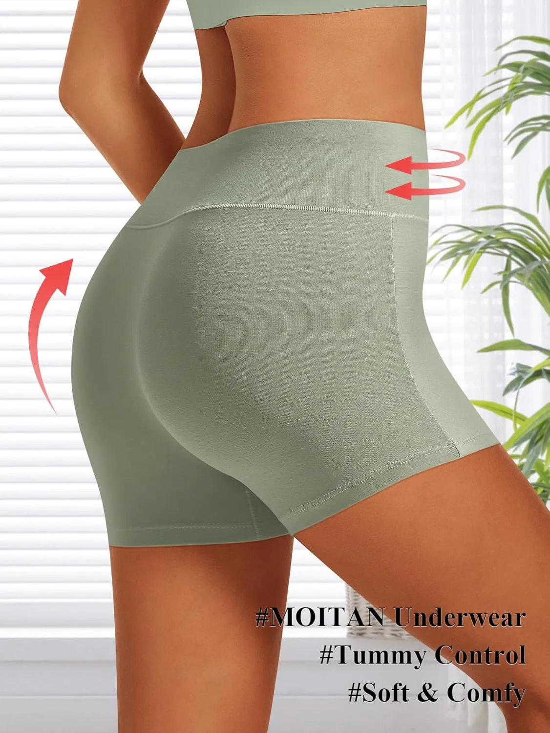 Boy Shorts Underwear for Women High Waisted Panties Cotton Boxer Briefs Full Coverage 4 Pack
