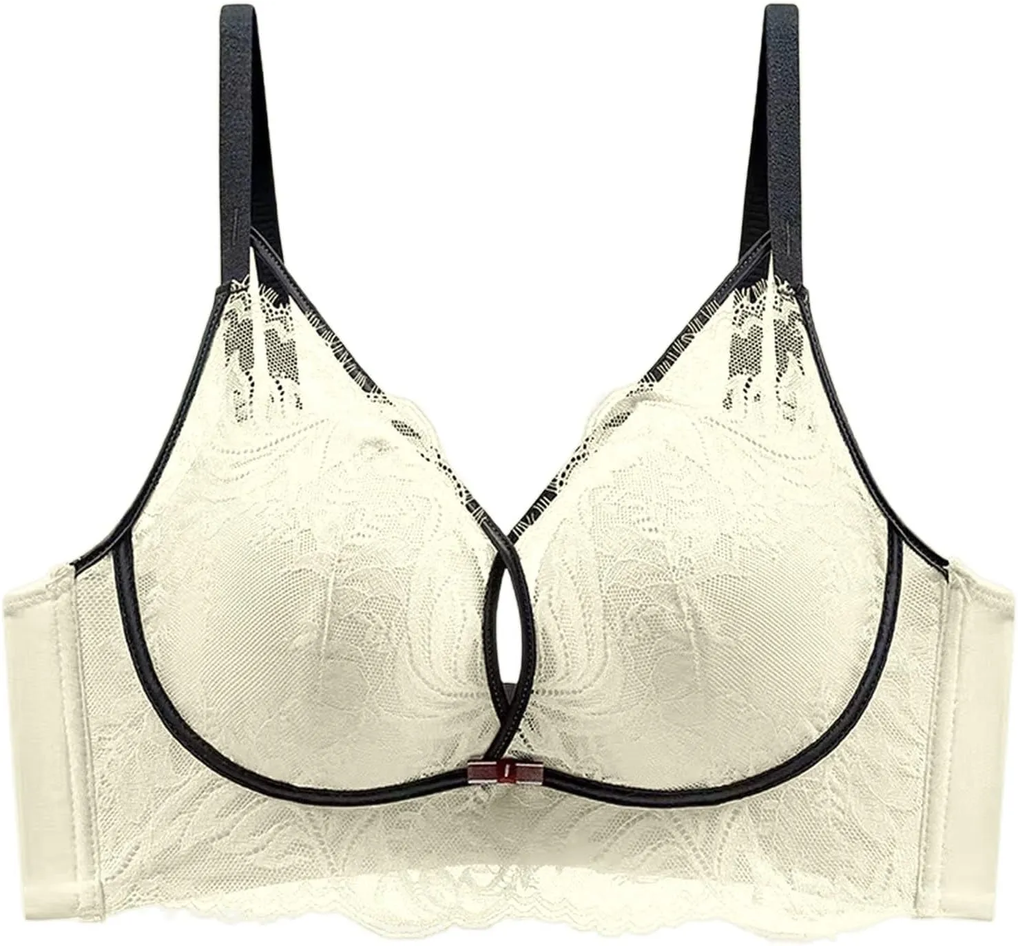 Bra for Women's High Support Lace Seniors Lined Push Up Seamless Thin Straps Wireless Bras Posture Bras Full Coverage