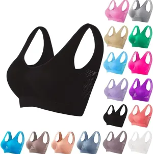 Breathable Anti-Sagging Sports Bras for Women Plus Size High Support Wireless Bra with Cooling Lift-Up Air Tech Mesh