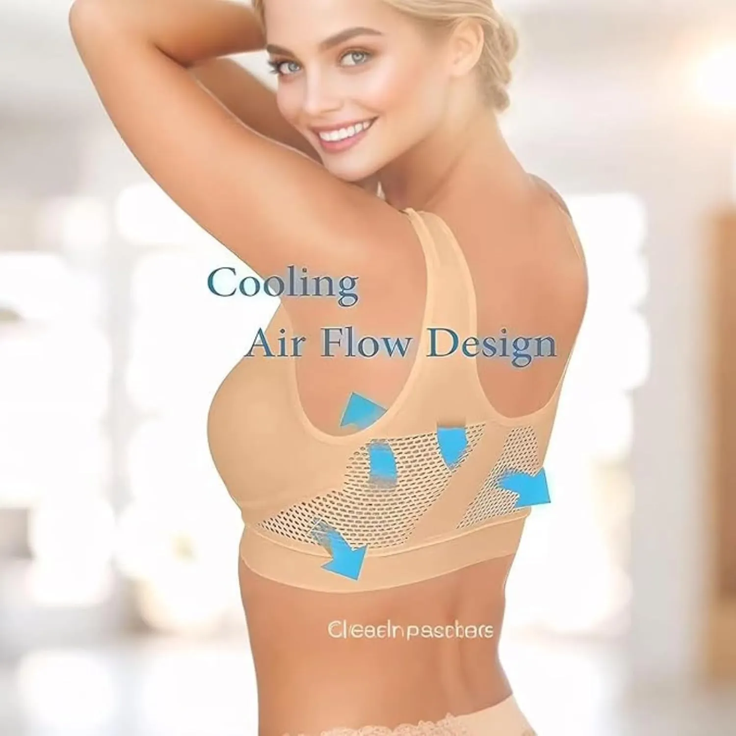 Breathable Anti-Sagging Sports Bras for Women Plus Size High Support Wireless Bra with Cooling Lift-Up Air Tech Mesh