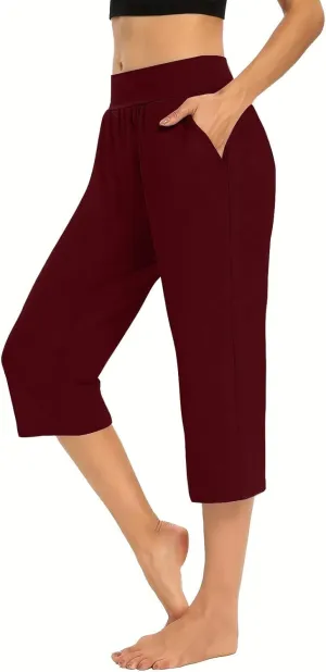 Capri Pants for Women 2024 Capri Leggings Summer Casual High Waist Capris Stretch Sweatpants Cropped Joggers Pants