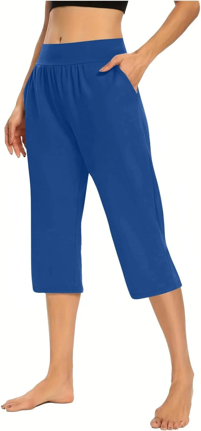 Capri Pants for Women 2024 Capri Leggings Summer Casual High Waist Capris Stretch Sweatpants Cropped Joggers Pants