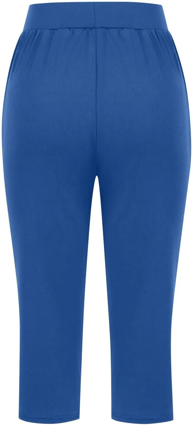 Capri Pants for Women 2024 Capri Leggings Summer Casual High Waist Capris Stretch Sweatpants Cropped Joggers Pants