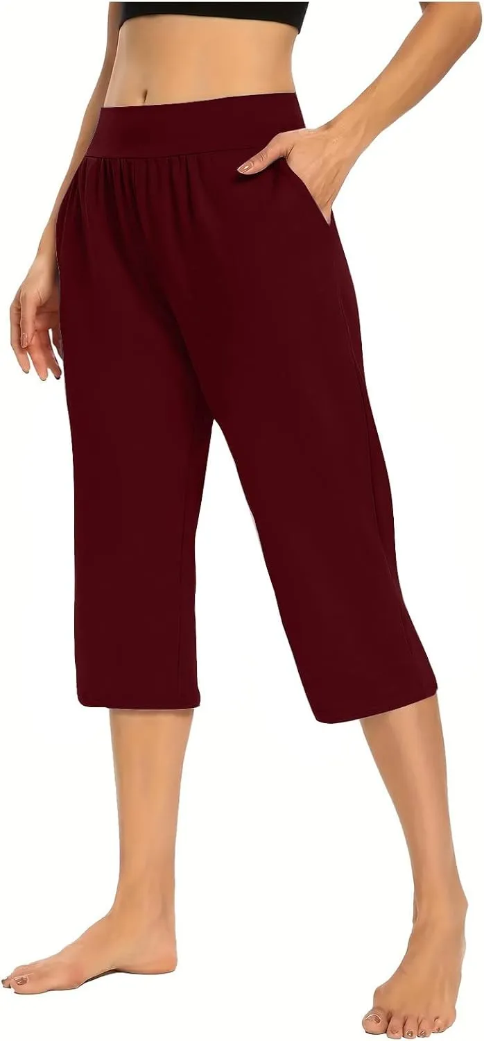 Capri Pants for Women 2024 Capri Leggings Summer Casual High Waist Capris Stretch Sweatpants Cropped Joggers Pants