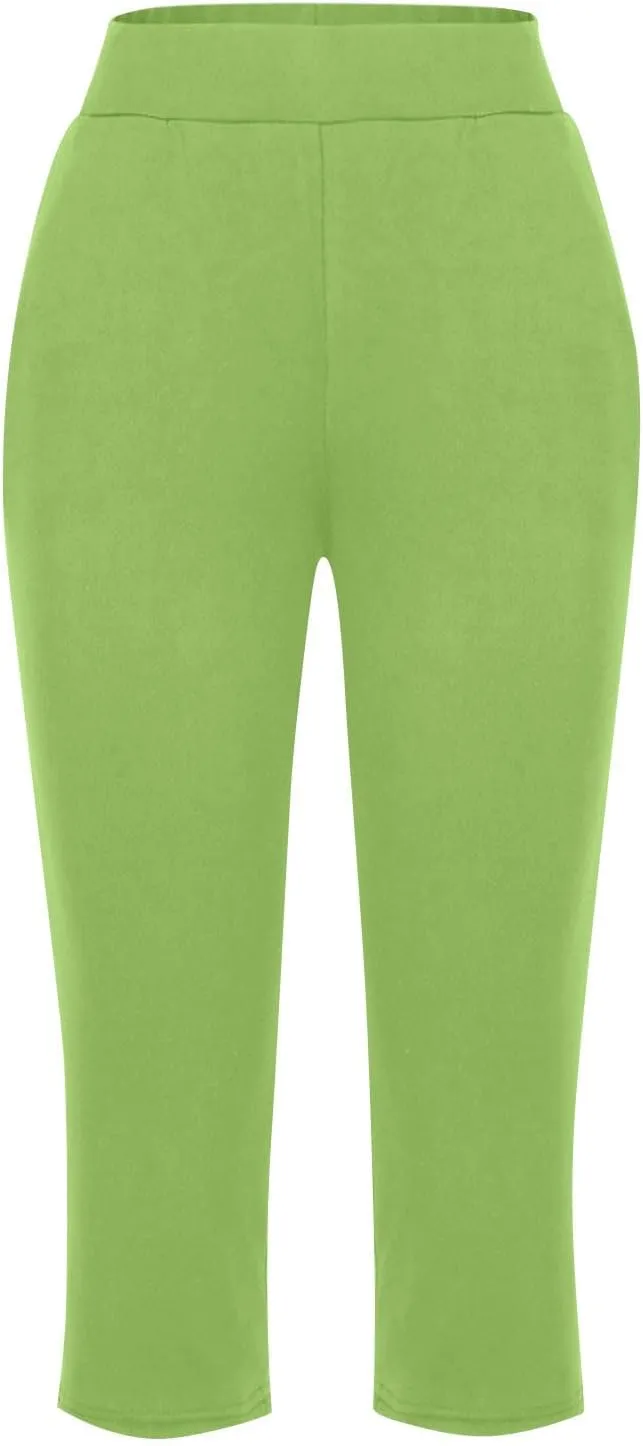 Capri Pants for Women 2024 Capri Leggings Summer Casual High Waist Capris Stretch Sweatpants Cropped Joggers Pants
