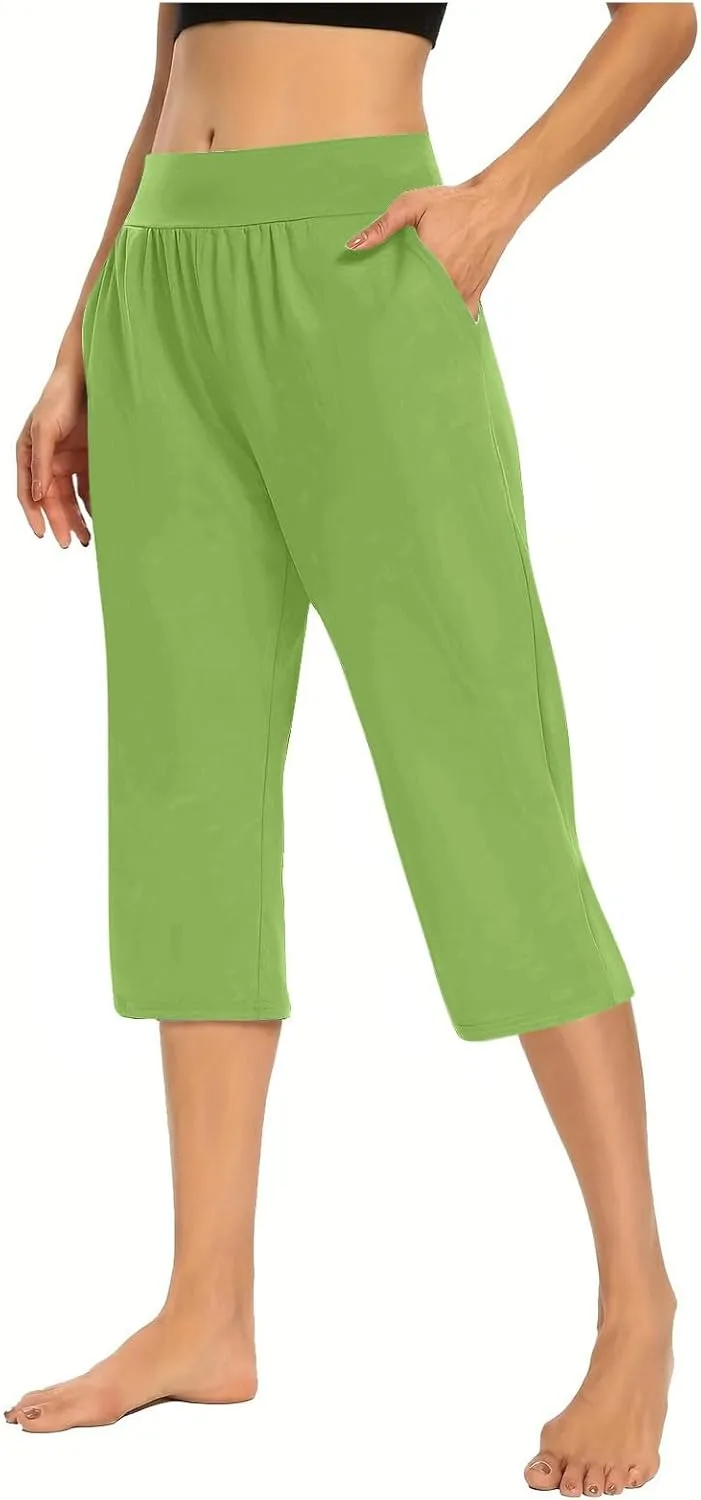 Capri Pants for Women 2024 Capri Leggings Summer Casual High Waist Capris Stretch Sweatpants Cropped Joggers Pants