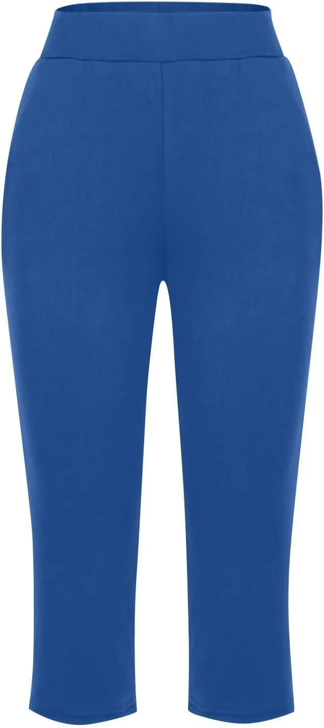 Capri Pants for Women 2024 Capri Leggings Summer Casual High Waist Capris Stretch Sweatpants Cropped Joggers Pants