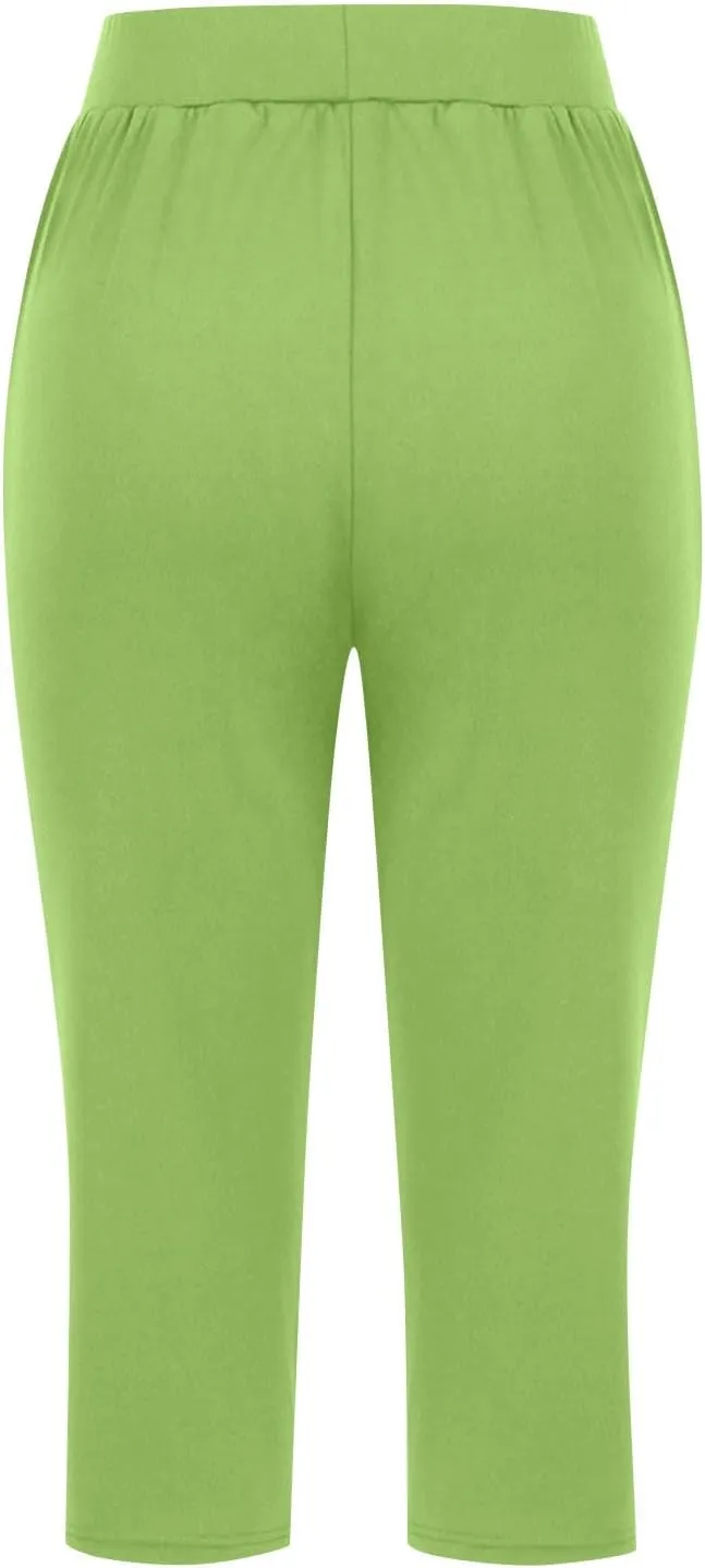 Capri Pants for Women 2024 Capri Leggings Summer Casual High Waist Capris Stretch Sweatpants Cropped Joggers Pants