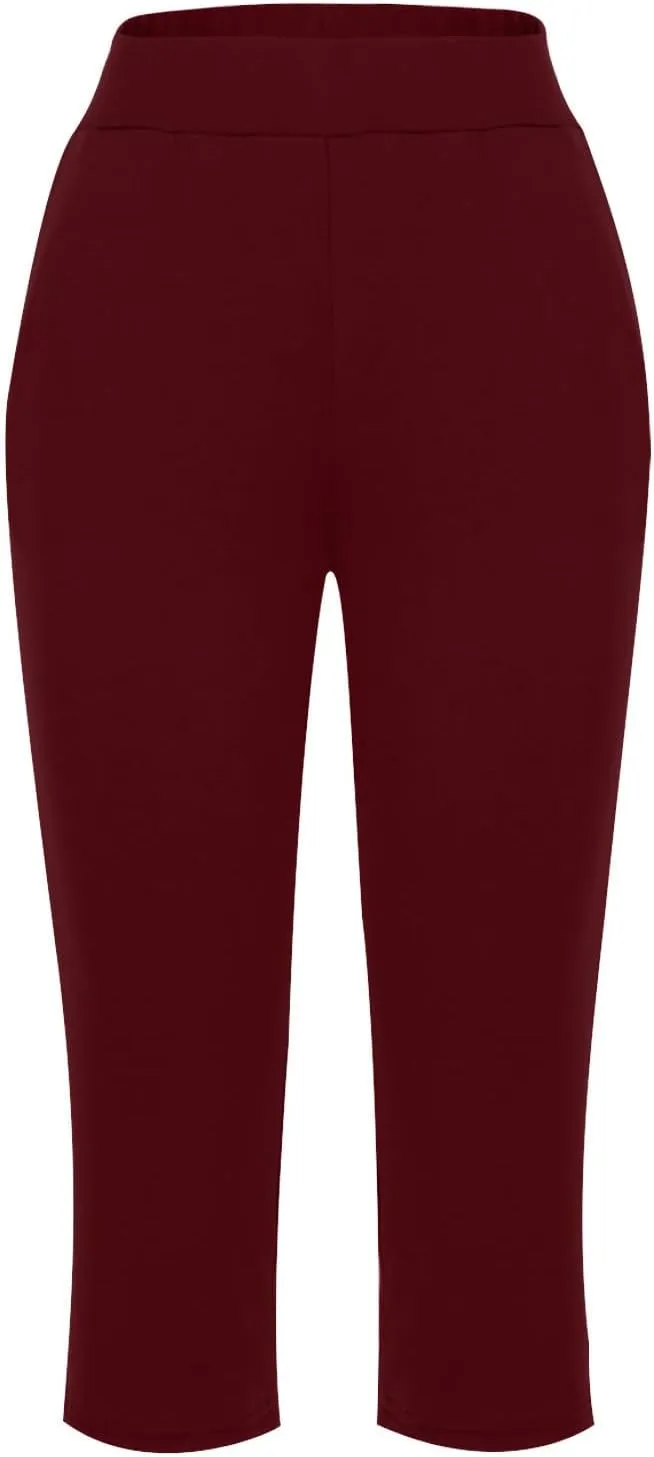Capri Pants for Women 2024 Capri Leggings Summer Casual High Waist Capris Stretch Sweatpants Cropped Joggers Pants