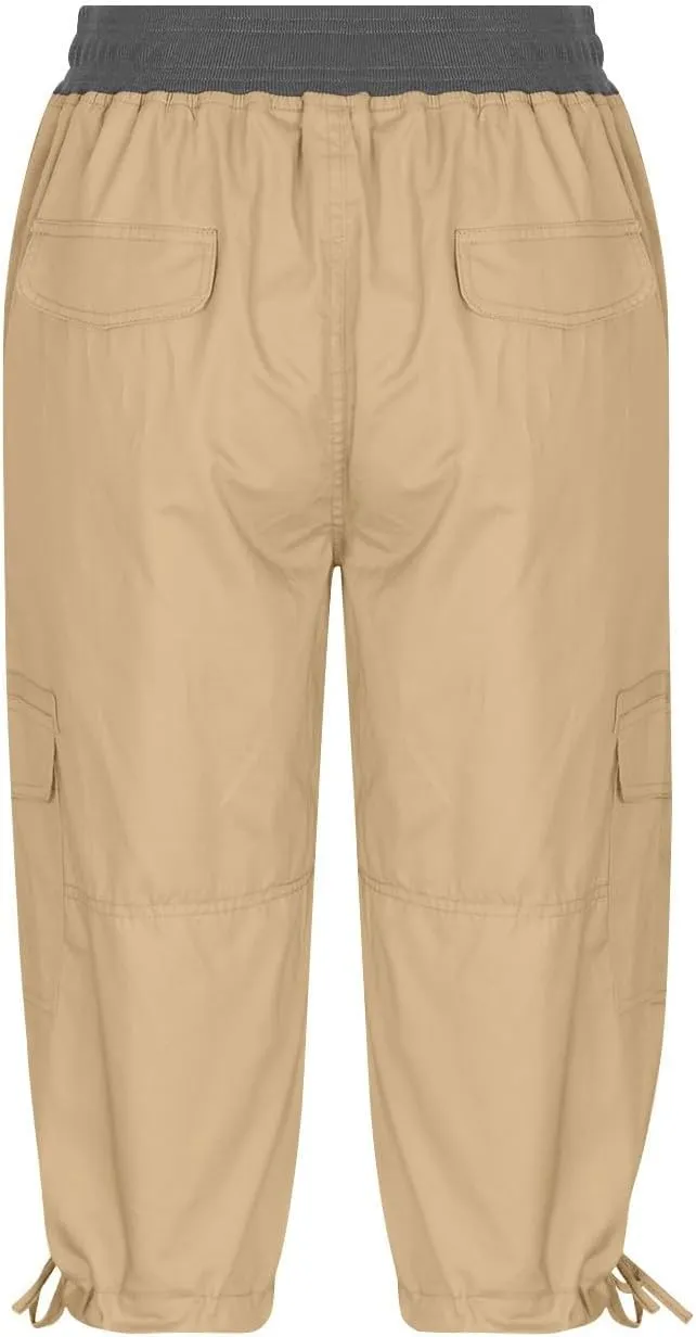 Capri Pants for Women Joggers Stretch Lightweight Straight Wide Leg Loose Comfy Pajama Capri Pants with Pockets