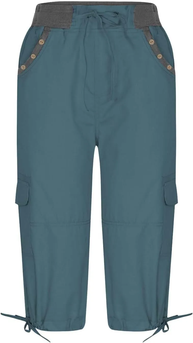 Capri Pants for Women Joggers Stretch Lightweight Straight Wide Leg Loose Comfy Pajama Capri Pants with Pockets