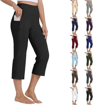 Capri Yoga Pants for Women Straight Dressy Casual Cropped Pants High Waist Tummy Control Leggings Workout Gym Outfits
