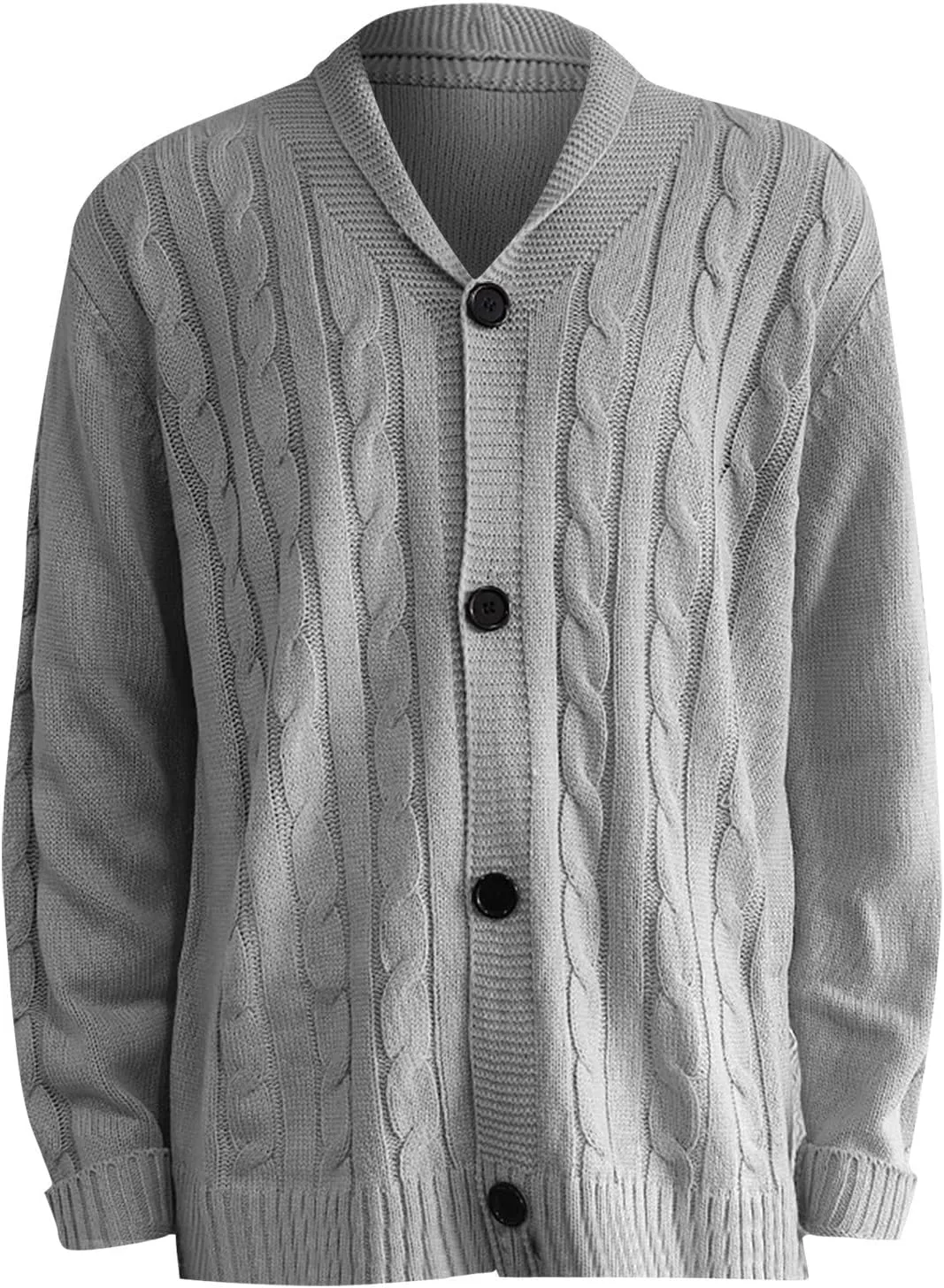Cardigan Sweater Men 2024 Stylish Slimfit Shawl Collar Cardigans Casual Cable Knitted Button Down Sweater With Pocket