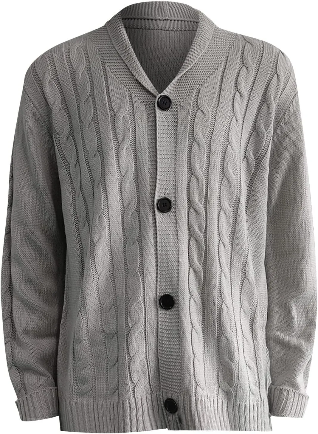Cardigan Sweater Men 2024 Stylish Slimfit Shawl Collar Cardigans Casual Cable Knitted Button Down Sweater With Pocket