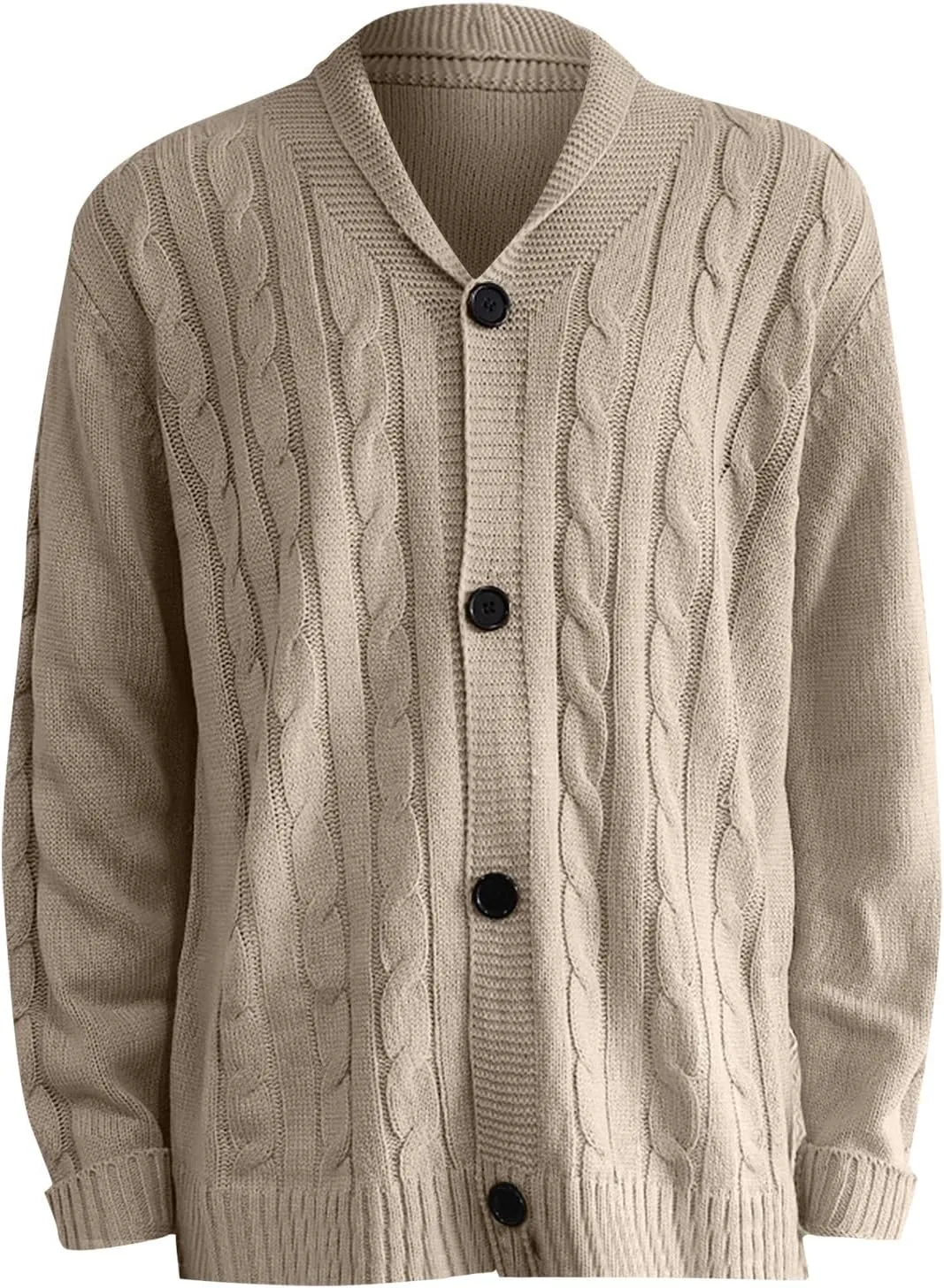 Cardigan Sweater Men 2024 Stylish Slimfit Shawl Collar Cardigans Casual Cable Knitted Button Down Sweater With Pocket