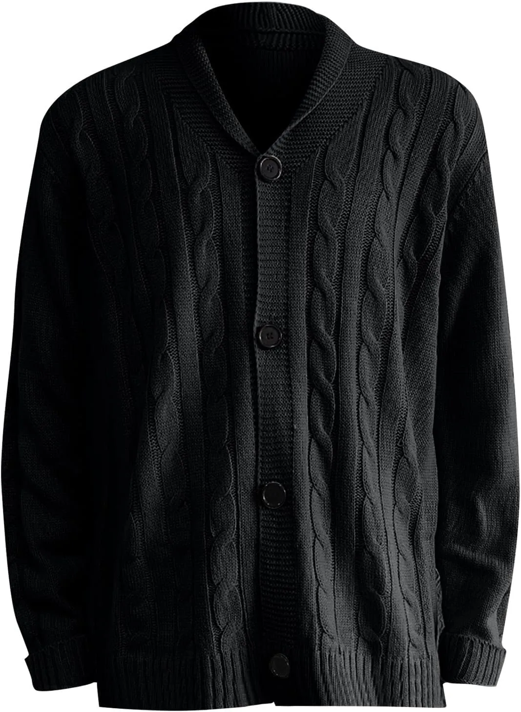 Cardigan Sweater Men 2024 Stylish Slimfit Shawl Collar Cardigans Casual Cable Knitted Button Down Sweater With Pocket
