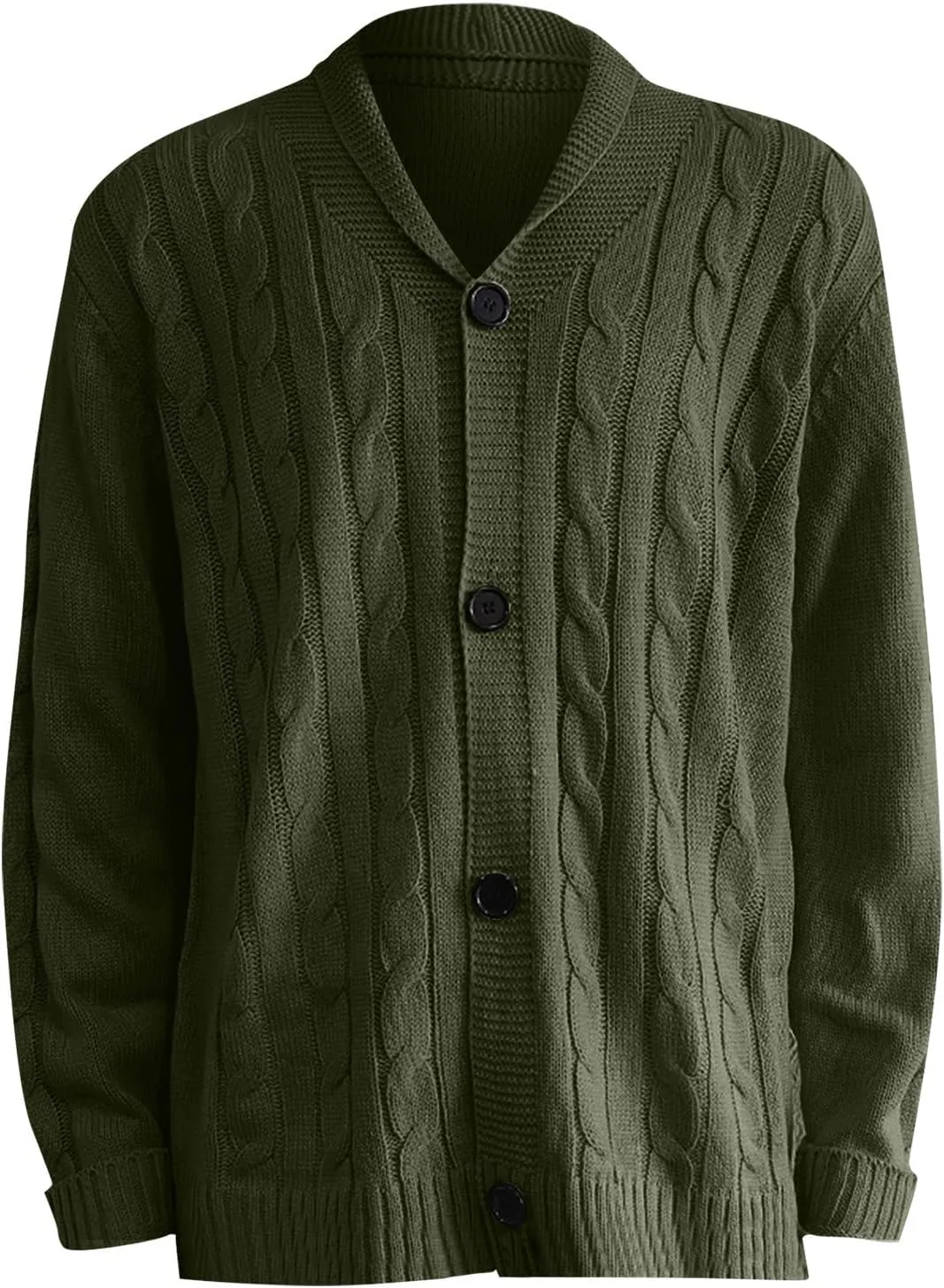 Cardigan Sweater Men 2024 Stylish Slimfit Shawl Collar Cardigans Casual Cable Knitted Button Down Sweater With Pocket
