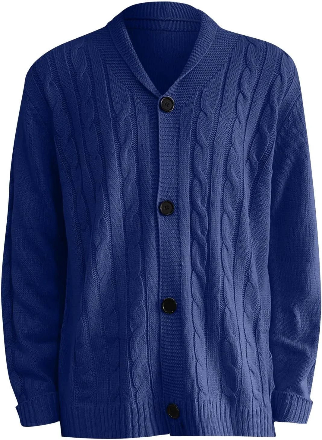 Cardigan Sweater Men 2024 Stylish Slimfit Shawl Collar Cardigans Casual Cable Knitted Button Down Sweater With Pocket